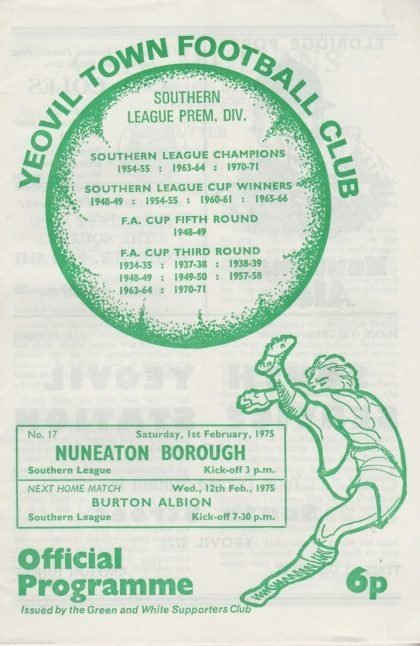 Yeovil Town v Nuneaton Borough  01-Feb-1975