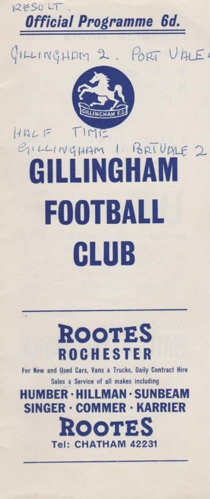 Gillingham v Port Vale 30-Jan-1963