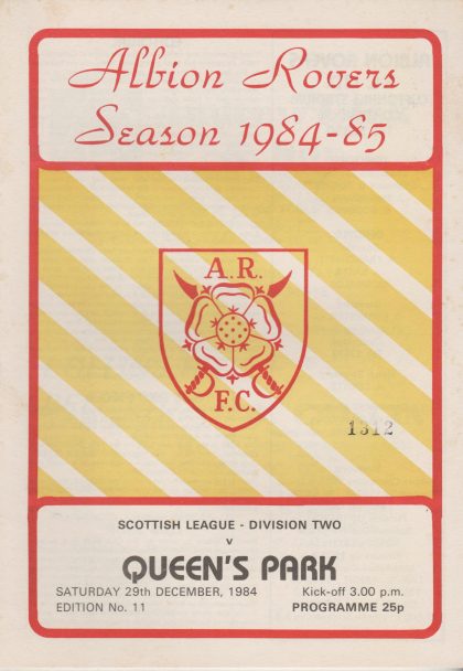 Albion Rovers v Queens Park 29-Dec-1984
