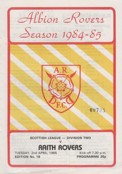 Albion Rovers v Raith Rovers 02-Apr-1985