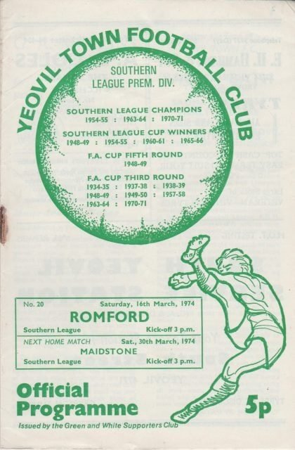 Yeovil Town v Romford 16-Mar-1974