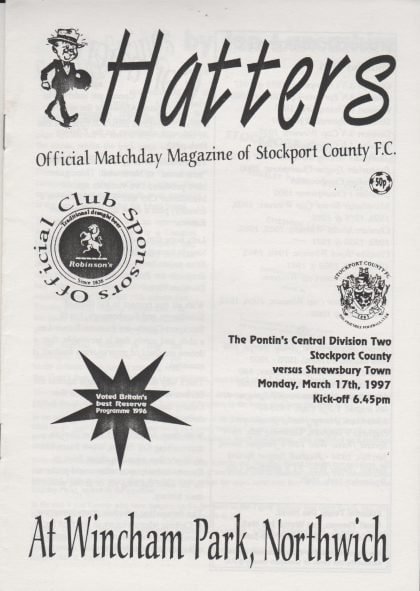 Stockport County Reserves v Shrewsbury Town Reserves 17-Mar-1997