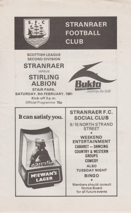Stranraer v Stirling Albion 06-Feb-1981