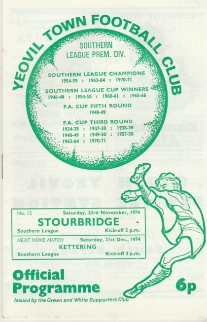 Yeovil Town v Stourbridge 23-Nov-1974