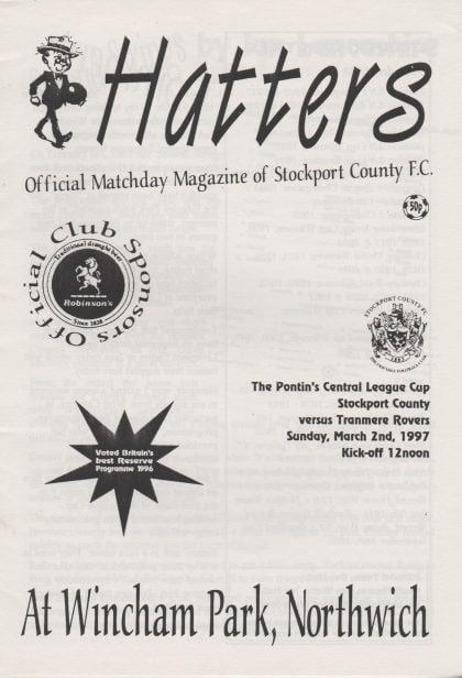 Stockport County Reserves v Tranmere Rovers Reserves 02-Mar-1997