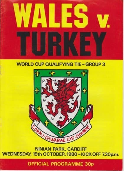 Wales v Turkey 15-Oct-1980