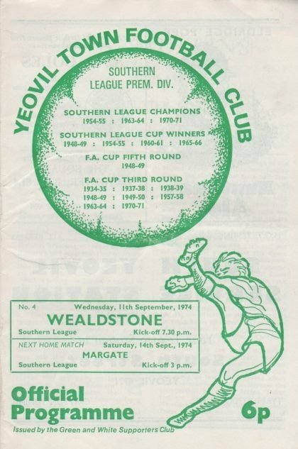 Yeovil Town v Wealdstone  11-Sep-1974