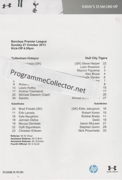 Tottenham Hotspur v Hull City 27-Oct-2013