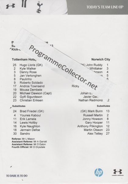 Tottenham Hotspur v Norwich City 14-Sep-2013