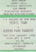 Yeovil Town v Queens Park Rangers  09-Jan-1988