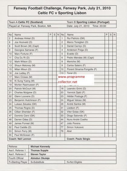 Glasgow Celtic v Sporting Lisbon   21-Jul-2010