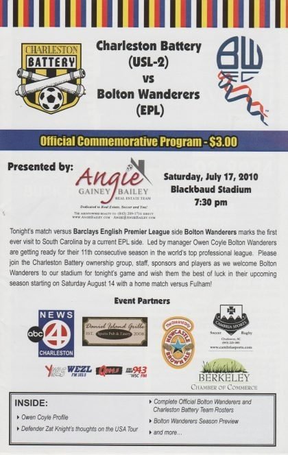 Charleston Battery v Bolton Wanderers 17-Jul-2010