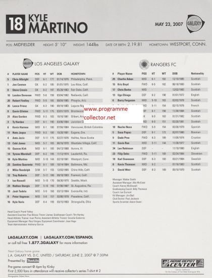 LA Galaxy v Glasgow Rangers 23-May-2007