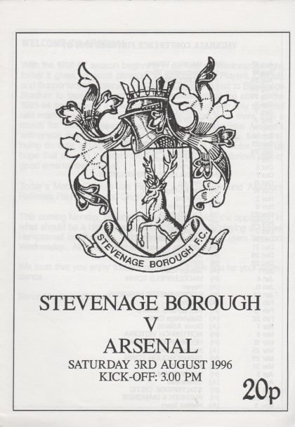 Stevenage Borough v Arsenal 03-Aug-1996