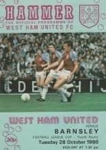 West Ham United v Barnsley 28-Oct-1980