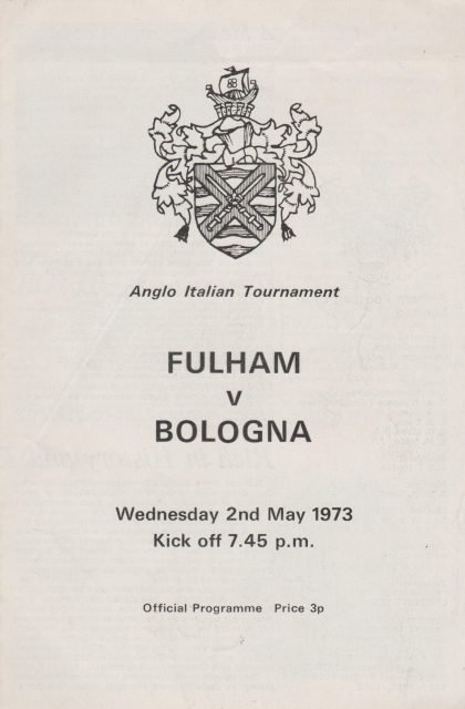 Fulham v Bologna 02-May-1973