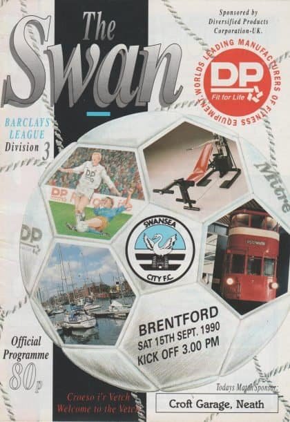 Swansea City v Brentford 15-Sep-1990