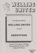 Welling United v Brentford 27-Jul-1994