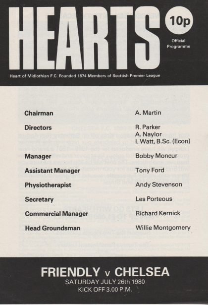 Heart of Midlothian v Chelsea 26-Jul-1980