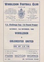 Wimbledon v Colchester United 03-Nov-1962