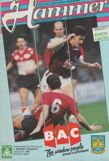 West Ham United v Derby County 17-Jan-1990
