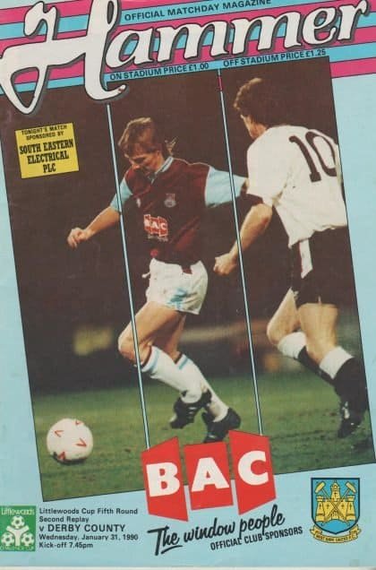 West Ham United v Derby County 31-Jan-1990