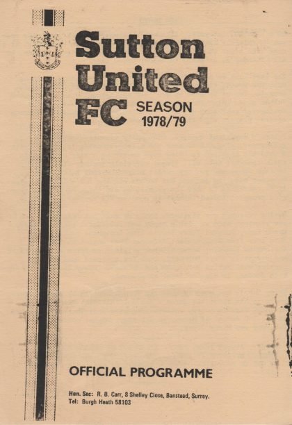 Sutton United v Fulham 10-Aug-1978
