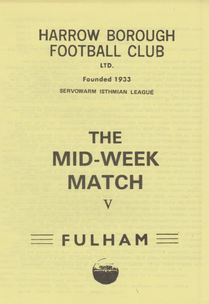 Harrow Borough v Fulham  16-Aug-1983