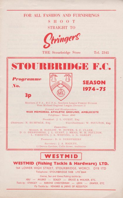 Stourbridge v Glacis United 10-Oct-1974
