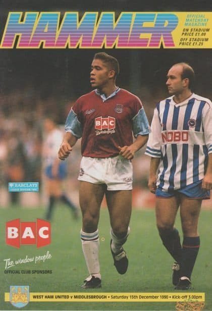 West Ham United v Middlesbrough 15-Dec-1990