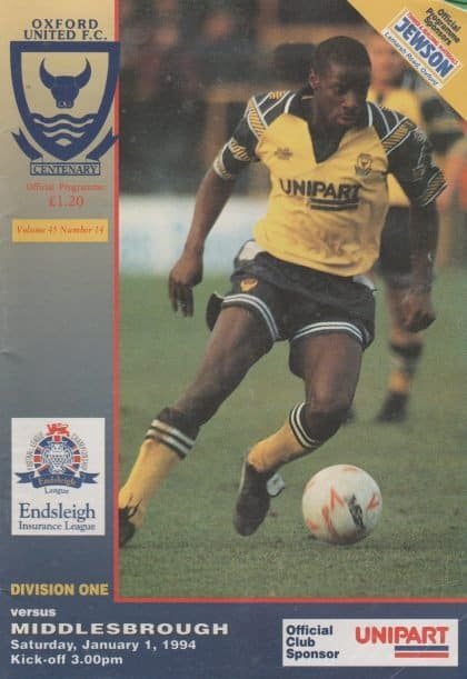 Oxford United v Middlesbrough  01-Jan-1994