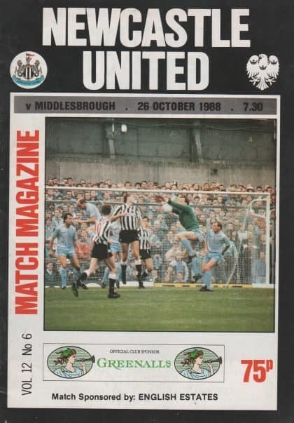 Newcastle United v Middlesbrough 26-Oct-1988