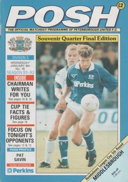 Peterborough United v Middlesbrough 08-Jan-1992