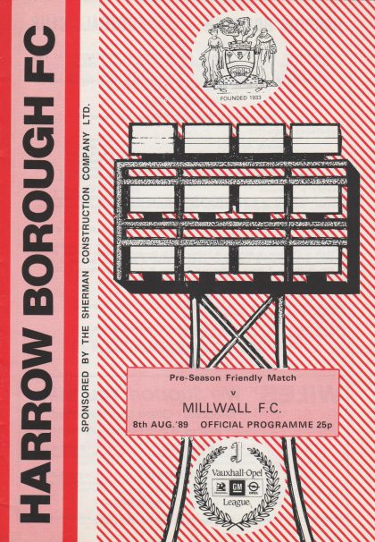 Harrow Borough v Millwall   08-Aug-1989