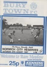 Bury Town v Norwich City Reserves  08-Aug-1987