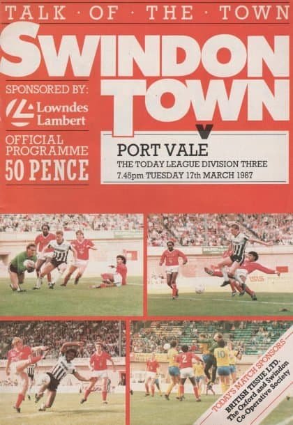 Swindon Town v Port Vale 17-Mar-1987