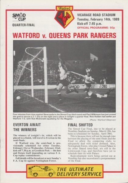 Watford v Queens Park Rangers 14-Feb-1989