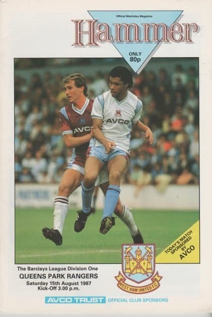 West Ham United v Queens Park Rangers  15-Aug-1987