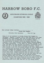 Harrow Borough v Queens Park Rangers  15-Sep-1984