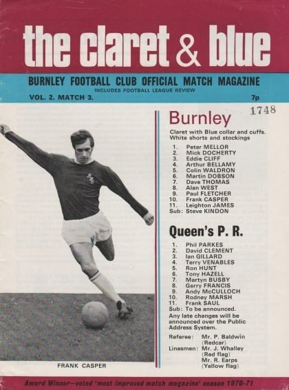 Burnley v Queens Park Rangers 18-Sep-1971