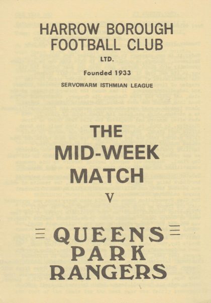 Harrow Borough v Queens Park Rangers   21-Aug-1984
