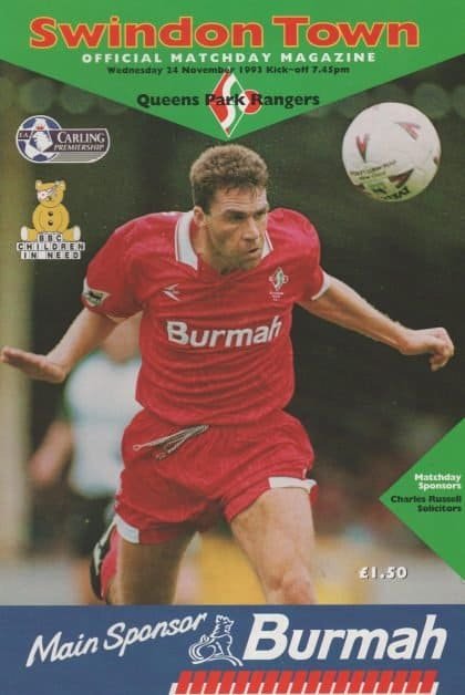 Swindon Town v Queens Park Rangers 24-Nov-1993