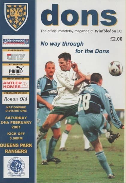 Wimbledon v Queens Park Rangers 24-Feb-2001