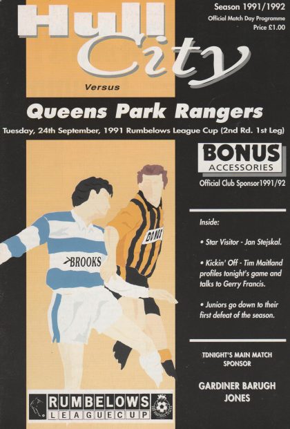 Hull City v Queens Park Rangers 24-Sep-1991