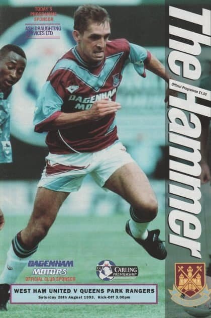 West Ham United v Queens Park Rangers  28-Aug-1993