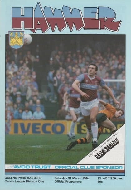 West Ham United v Queens Park Rangers  31-Mar-1984
