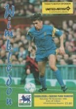 Wimbledon v Queens Park Rangers 07-Nov-1992