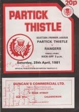 Partick Thistle v Glasgow Rangers 25-Apr-1981