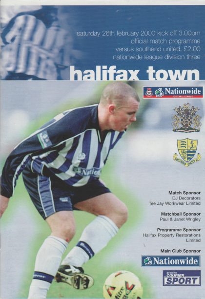 Halifax Town v Southend United  26-Feb-2000