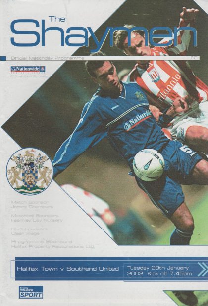 Halifax Town v Southend United  29-Jan-2002